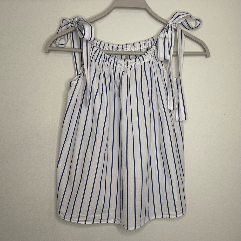 Soprano Size M Striped Sleeveless Top with Bow Ties